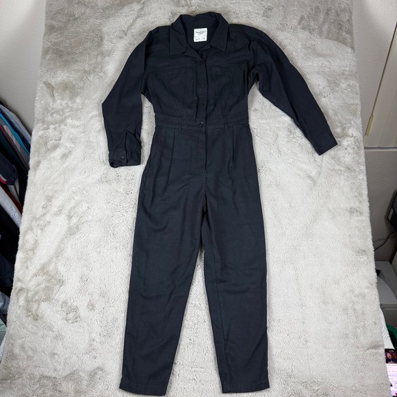 Abercrombie & Fitch Pants - Abercrombie & Fitch Jumpsuit Black Long Sleeve Collared Utility SP Travel Casual